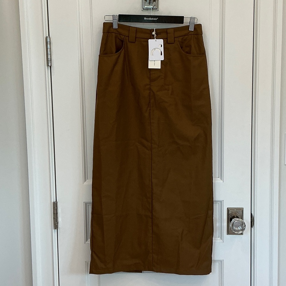 Commense Brown Pencil Skirt